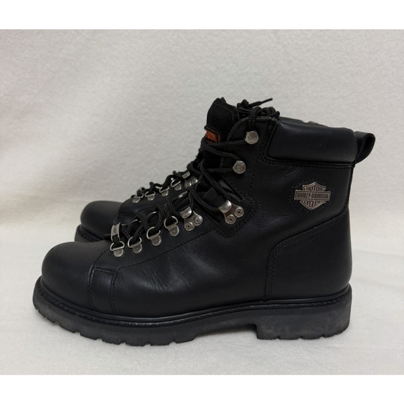 Harley Davidson Dipstick Men\'s Black Leather Motorcycle Riding Boots Size 10.5 main image 12